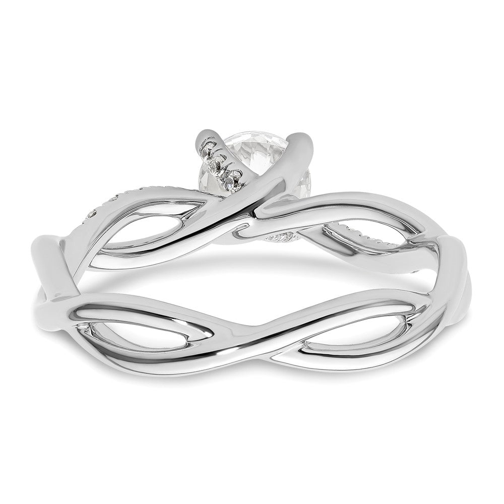 14K Weißgold Criss-Cross Diamant-Verlobungsring als Semi-Mount (für 0,75K (5,8 mm) runden Mittelstein) mit 0,2 ct. Diamanten