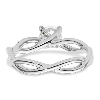 14K Weißgold Criss-Cross Diamant-Verlobungsring als Semi-Mount (für 0,75K (5,8 mm) runden Mittelstein) mit 0,2 ct. Diamanten
