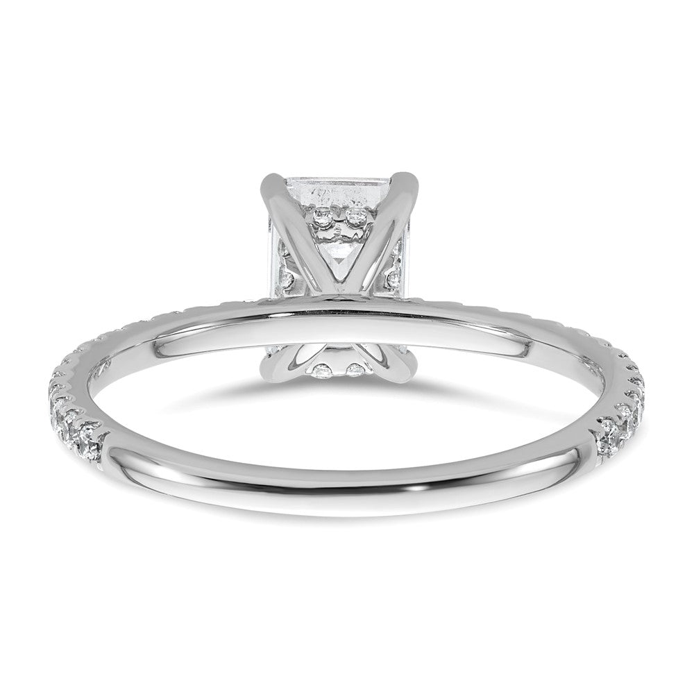 14K Weißgold 1,375 Karat zertifizierter im Labor gezüchteter Diamant VS+ F+ Smaragd komplettes Solitär mit Schwung Verlobungsring