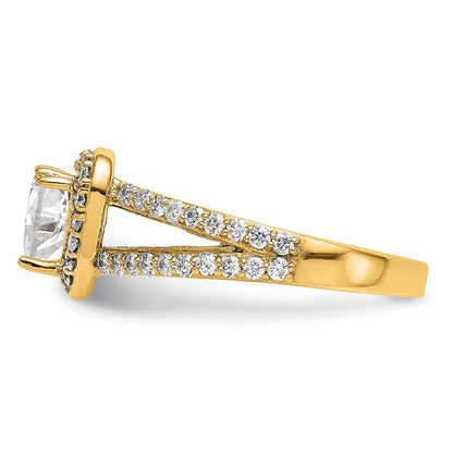 14K Gelbgold Diamant Herz Halbfassung Heiligenschein Verlobungsring
