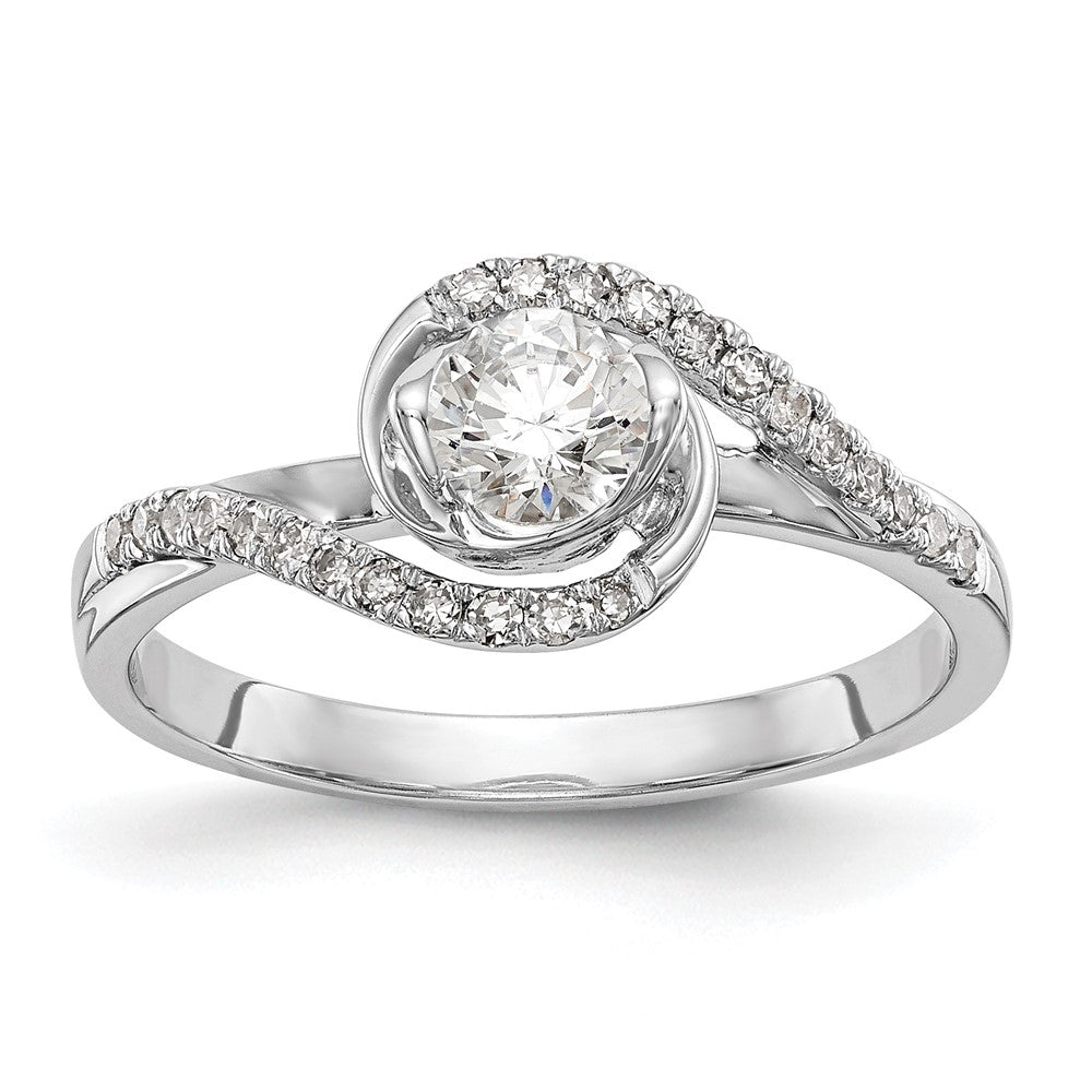 14K Weißgold By-pass (holds 1/3 Karat (4.5mm) Rund Mittig) 1/6 Karat Diamant Halbfassung Verlobungsring