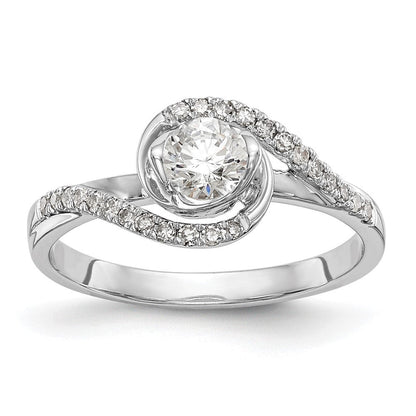 14K Weißgold By-pass (holds 1/3 Karat (4.5mm) Rund Mittig) 1/6 Karat Diamant Halbfassung Verlobungsring