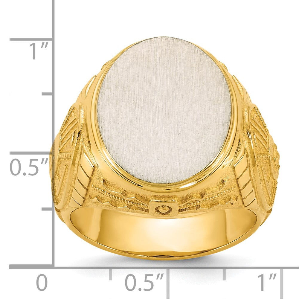 14K Bicolor Gold Gravierbar Rund Siegel Ring