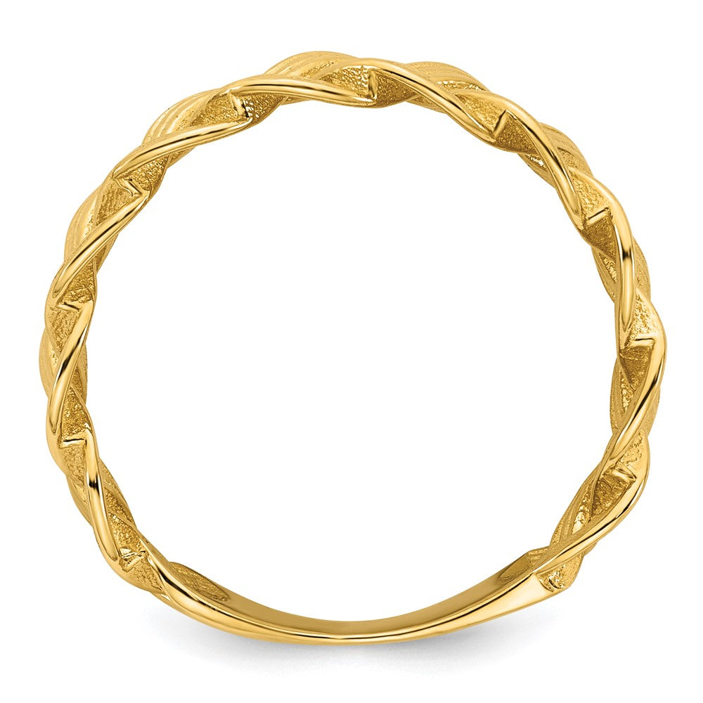 14K Gelbgold Polierter Fancy-Geflochtener Ring, Größe 7
