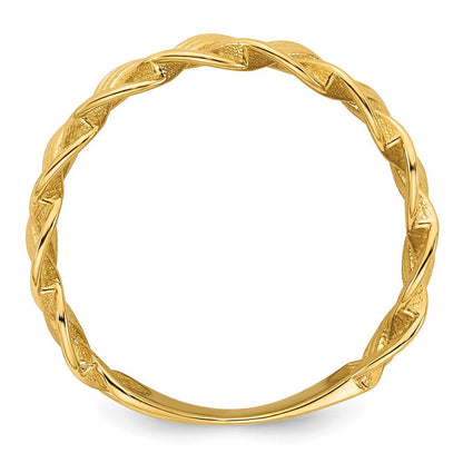 14K Gelbgold Polierter Fancy-Geflochtener Ring, Größe 7