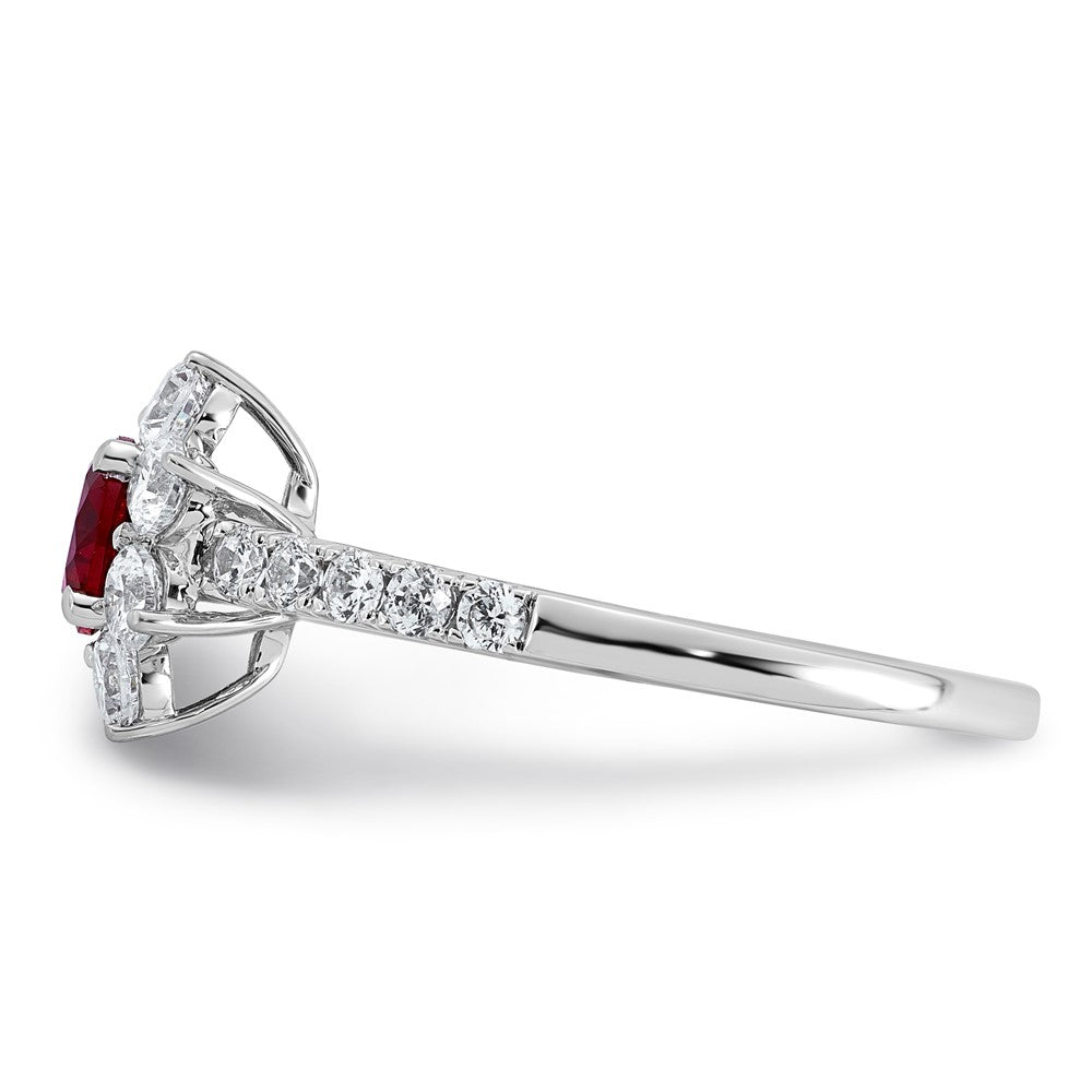 14K Weißgold Vs/si G+ Im Labor Gezüchtet Diamant und Aaa Qualität Echt Rubin Ring