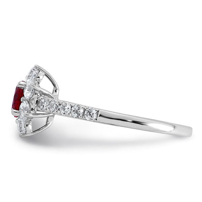 14K Weißgold Vs/si G+ Im Labor Gezüchtet Diamant und Aaa Qualität Echt Rubin Ring
