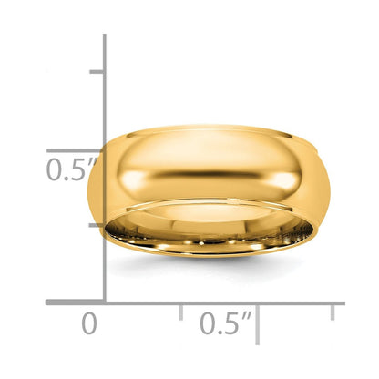 14K Gelbgold 7 mm Ehering, halbrund mit abgeschrägter Kante