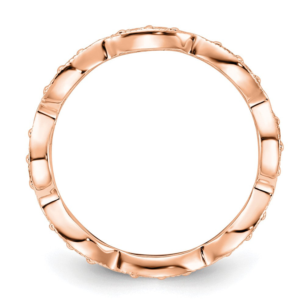 14K Roségold Polierter Memoire-Ehering Vintage-Pavé mit 0,5K Diamanten, Größe 7