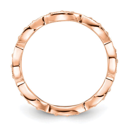 14K Roségold Polierter Memoire-Ehering Vintage-Pavé mit 0,5K Diamanten, Größe 7