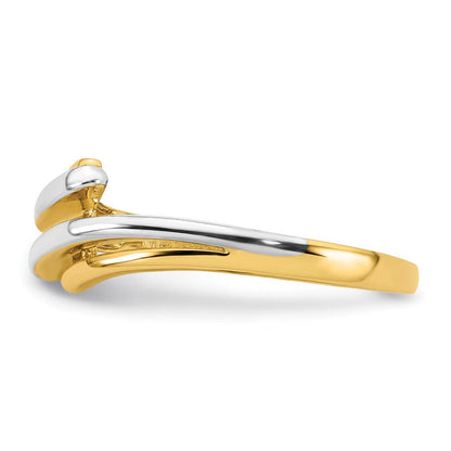 14K Gelbgold mit Rhodium poliert, Größe 7, Bypass-Ring