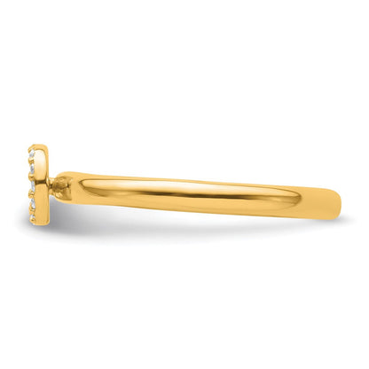 14K Gelbgold Stapelbar Diamant Initiale O Größe 7 Ring