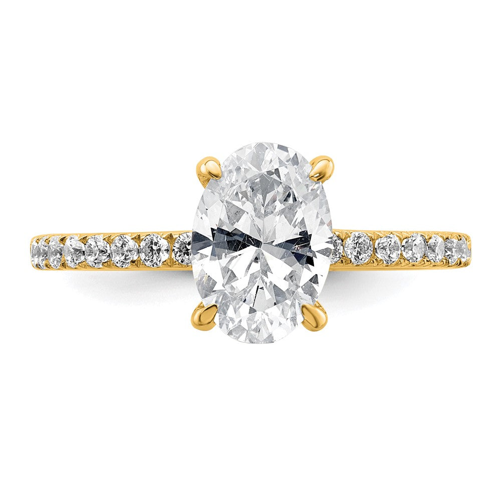 14K Gelbgold Verlobungsring mit 1,875 Karat zertifiziertem, im Labor gezüchtetem Diamanten VS+ F+ im Oval-Schliff, Solitär mit Flair-Fassung