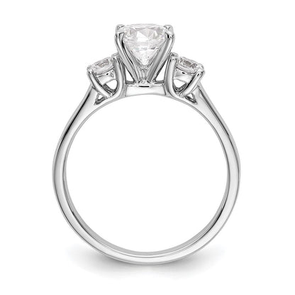 14K Weißgold 3-stone Stift Set Mittig Halbfassung Diamant Verlobungsring
