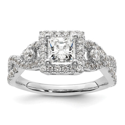 14K Weißgold Heiligenschein Plus (holds 3/4 Karat (5.00mm) Princess Mittig) 3/4 Karat Diamant Halbfassung Verlobungsring