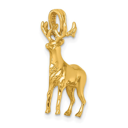 14K Gelbgold Polierter 3-D Rentier-Charm