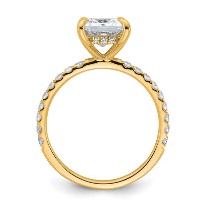 14K Gelbgold Verlobungsring mit 2,5K zertifiziertem, im Labor gezüchtetem Diamanten im Princess-Schliff, VS+ F+, kompletter Solitär mit Flair