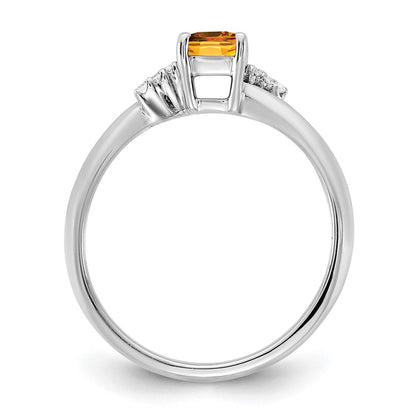 14K Weißgold Poliert Diamant und Citrin Mode Ring