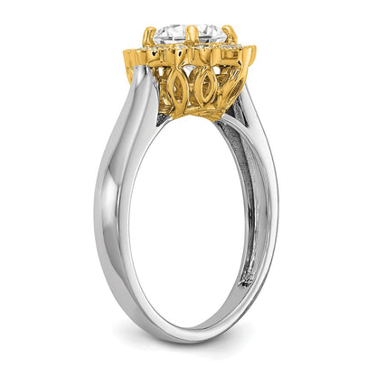 True Origin 14K Bicolor Gelb- und Weißgold Verlobungsring mit 0,25 ct. laborgezüchtetem Diamanten VS+ F+, Halbfassung, Rund, Halo