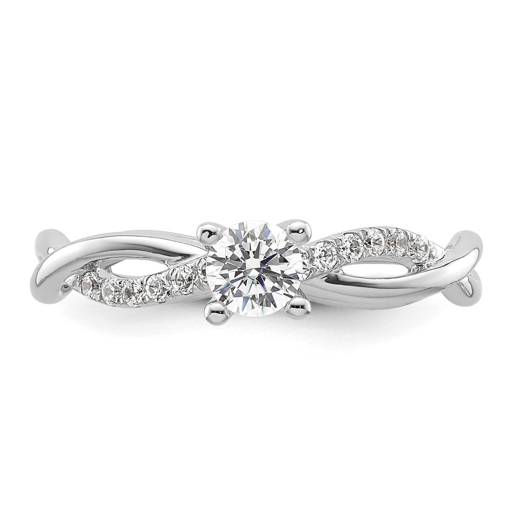 14K Weißgold Criss-Cross Verlobungsring, Semi-Mount, 0,125 ct. Diamant (für 0,25K (4,1 mm) runden Mittelstein)