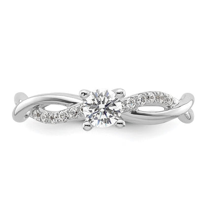 14K Weißgold Criss-Cross Verlobungsring, Semi-Mount, 0,125 ct. Diamant (für 0,25K (4,1 mm) runden Mittelstein)