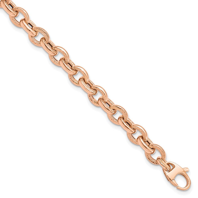 14K Roségold Strukturiert Glieder 7.5 Zoll Armband
