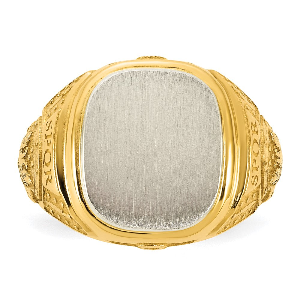14K Bicolor Gold Gravierbar Quadratisch mit Abgerundet Corners Siegel Ring