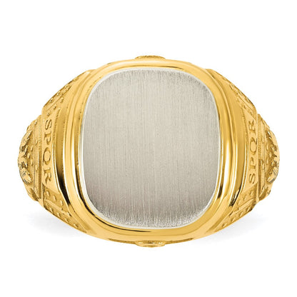 14K Bicolor Gold Gravierbar Quadratisch mit Abgerundet Corners Siegel Ring