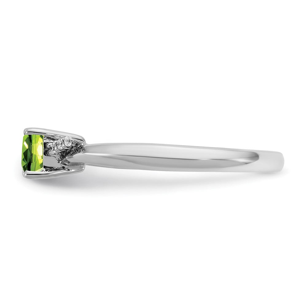 14K Weißgold Poliert Diamant und Peridot Mode Ring