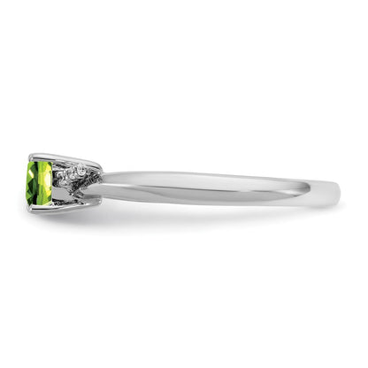 14K Weißgold Poliert Diamant und Peridot Mode Ring