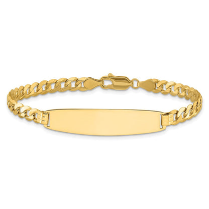 14K Gelbgold Poliert Massiv Kette/solid Platte Panzer Glieder Abgerundet 35x8.5mm Platte 8 Zoll Id Armband
