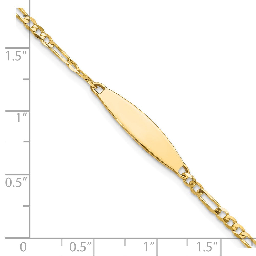 14K Gelbgold Poliert Massiv Kette/solid Platte Figaro Glieder 24.6x5.5mm Platte Id Armband