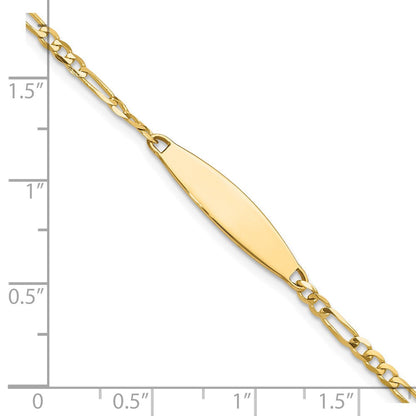 14K Gelbgold Poliert Massiv Kette/solid Platte Figaro Glieder 24.6x5.5mm Platte Id Armband