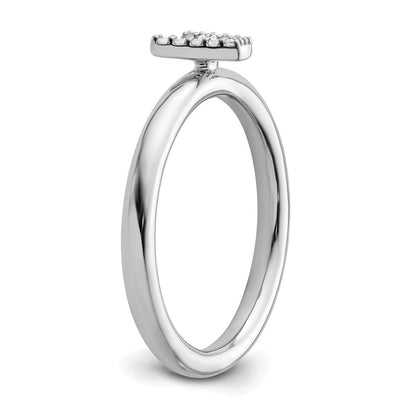 14K Weißgold Stapelbar Diamant Initiale V Größe 7 Ring