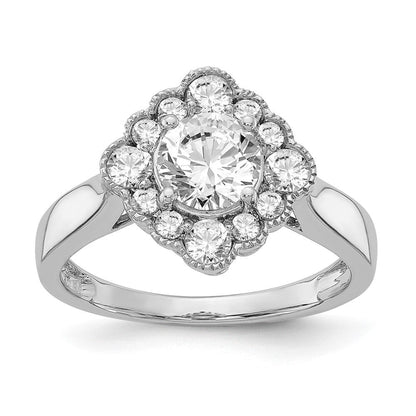 True Origin 14K Weißgold 0,25K Labor gezüchteter Diamant VS+ F+ Semi-Mount Rund Halo Verlobungsring