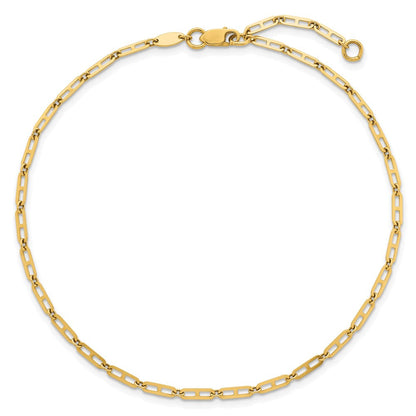 14K Gelbgold Poliert Anker Glieder Plus Verlängerung Total Kette Fußkettchen