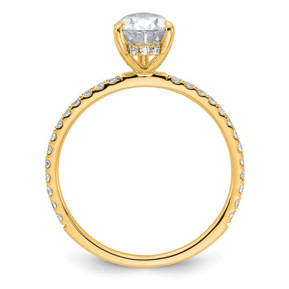 14K Gelbgold 1,375 Karat Zertifizierter, im Labor gezüchteter Diamant VS+ F+ Birnenschliff Kompletter Solitär mit Flair Verlobungsring
