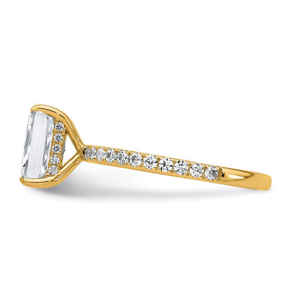 14K Gelbgold Verlobungsring mit Solitär und Flair, 2K zertifizierter im Labor gezüchteter Diamant im Radiant-Schliff, VS+ F+