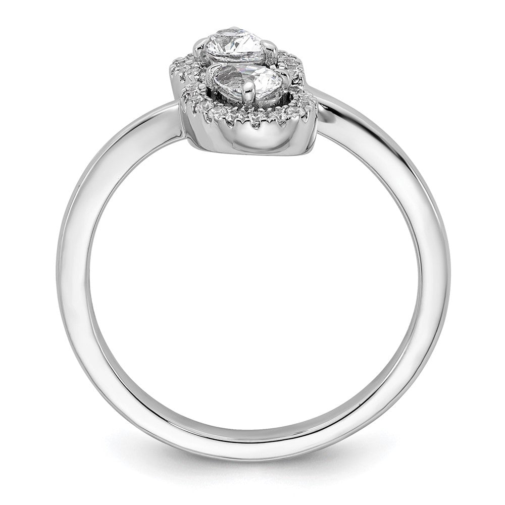 14K Weißgold Ring, poliert, mit Diamant im Birnenschliff, Bypass-Design