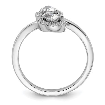 14K Weißgold Ring, poliert, mit Diamant im Birnenschliff, Bypass-Design