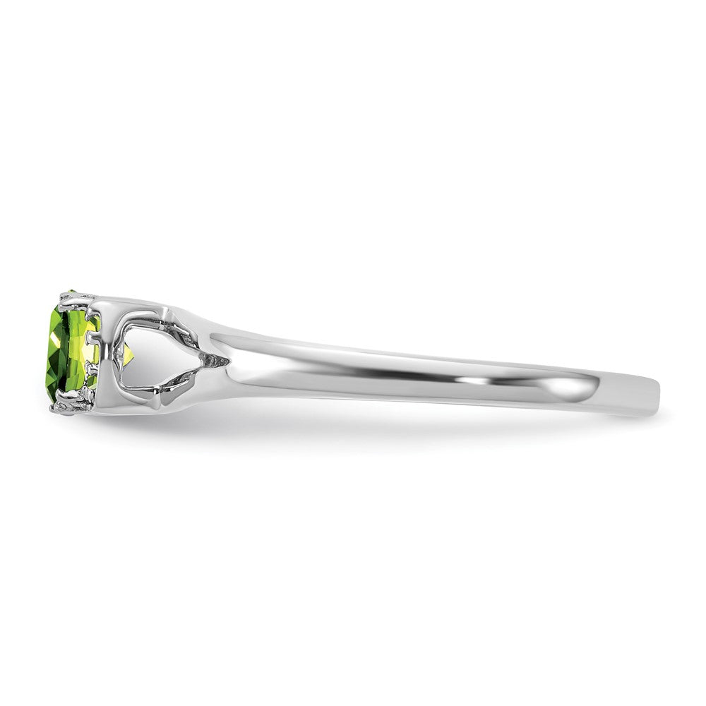14K Weißgold Poliert Diamant und Peridot Mode Ring