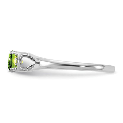 14K Weißgold Poliert Diamant und Peridot Mode Ring