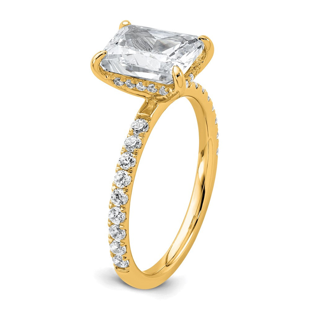 14K Gelbgold 2,375 ct. zertifizierter Labordiamant VS/SI+ G+ Radiant-Schliff Solitär-Verlobungsring mit Schwung