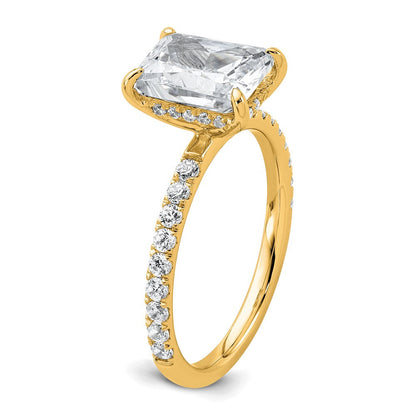 14K Gelbgold 2,375 ct. zertifizierter Labordiamant VS/SI+ G+ Radiant-Schliff Solitär-Verlobungsring mit Schwung
