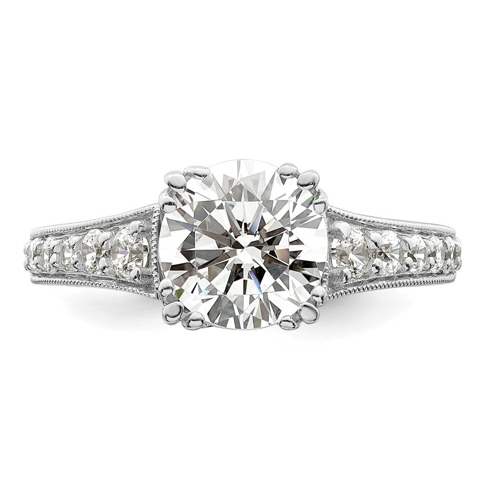 14K Weißgold (holds 2 Karat (8.2mm) Rund Mittig) 3/8 Karat Diamant Halbfassung Verlobungsring