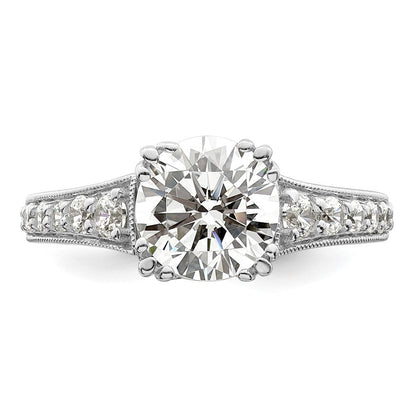 14K Weißgold (holds 2 Karat (8.2mm) Rund Mittig) 3/8 Karat Diamant Halbfassung Verlobungsring