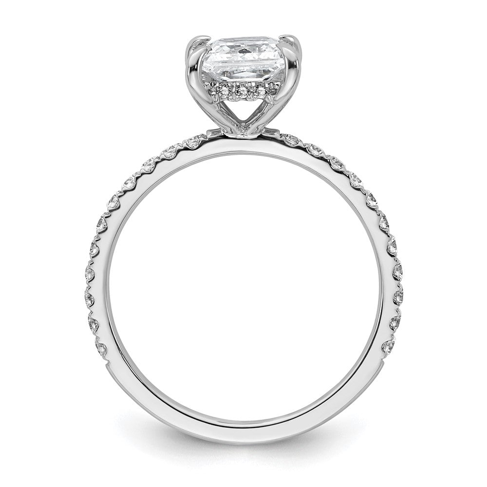 14K Weißgold Verlobungsring mit 2K zertifiziertem Labor-gezüchtetem Diamant VS/SI+ G+ im Princess-Schliff, kompletter Solitär mit Flair