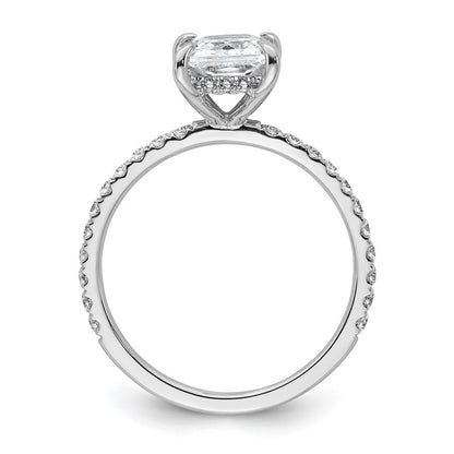 14K Weißgold Verlobungsring mit 2K zertifiziertem Labor-gezüchtetem Diamant VS/SI+ G+ im Princess-Schliff, kompletter Solitär mit Flair