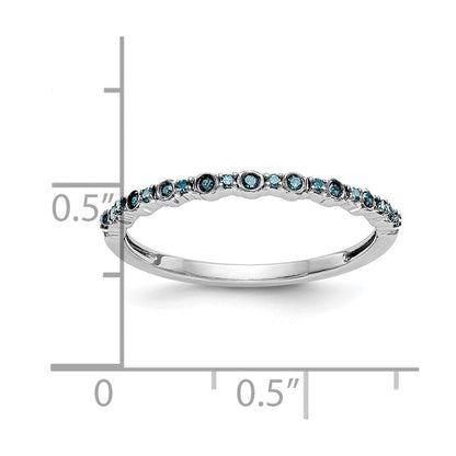 14K Weißgold Ehering mit 0,10 ct. blauen Diamanten, komplett