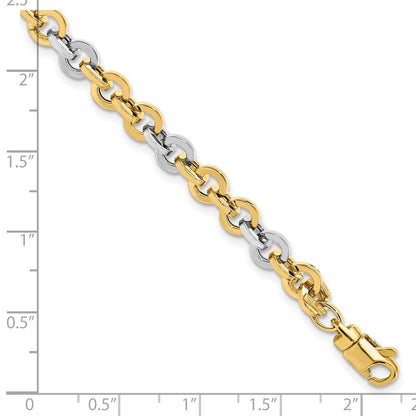 14K Weißgold Bicolor Poliert Glieder Armband